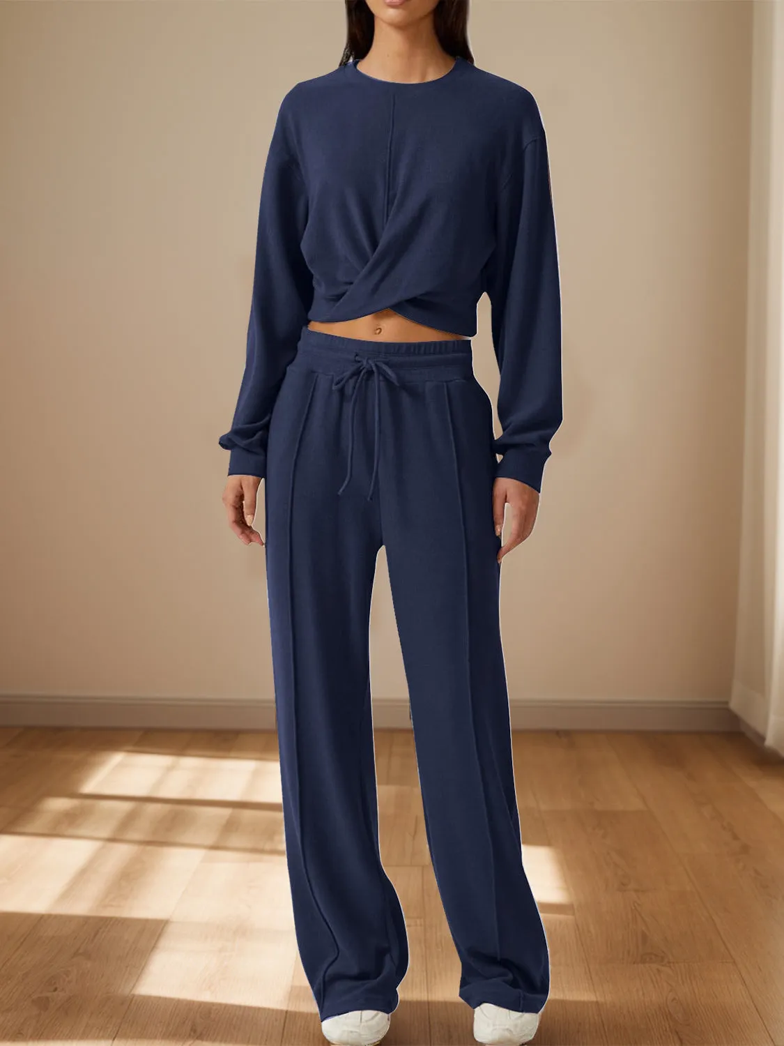 Top and Drawstring Resort Pants Set