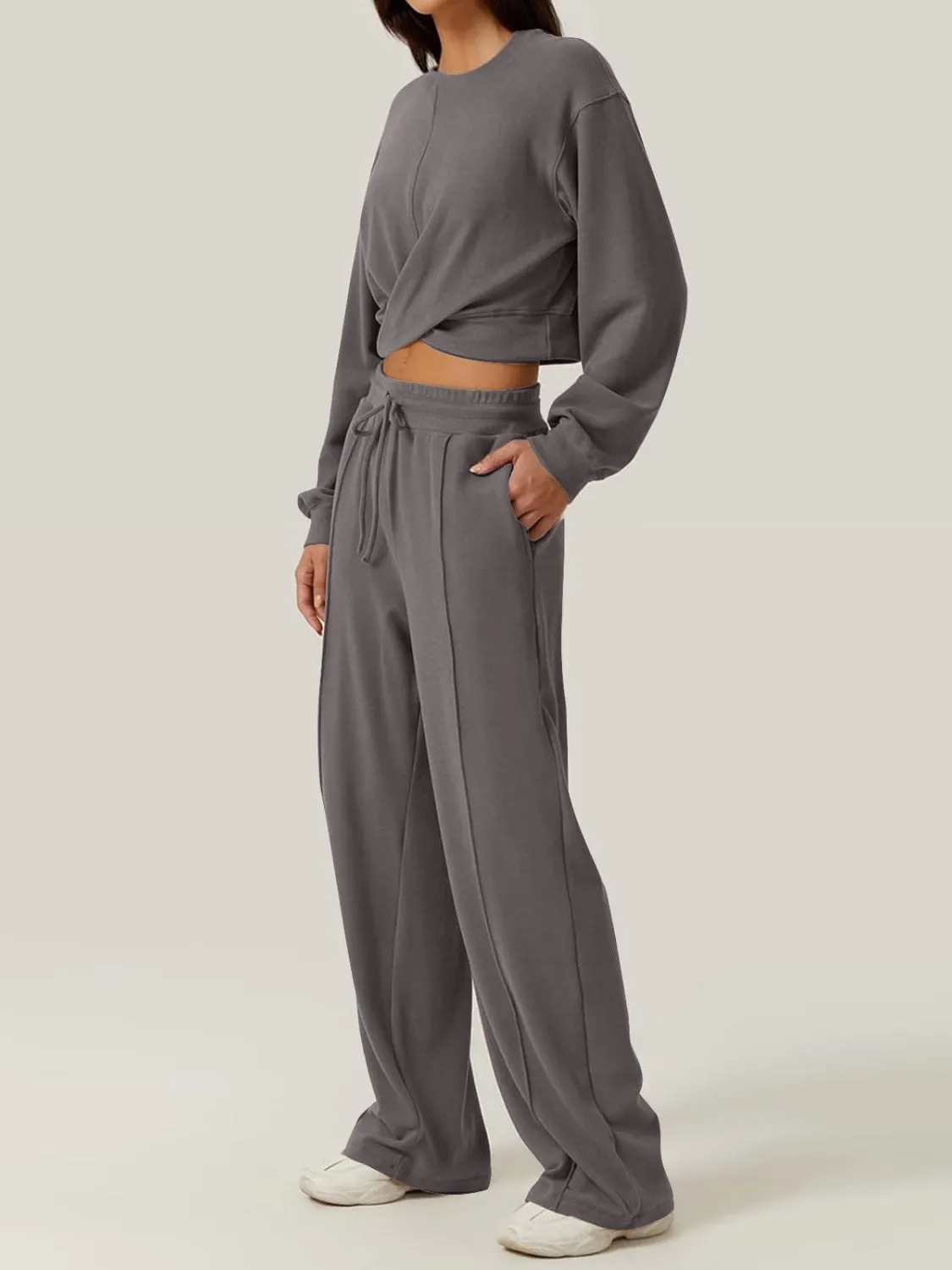 Top and Drawstring Resort Pants Set