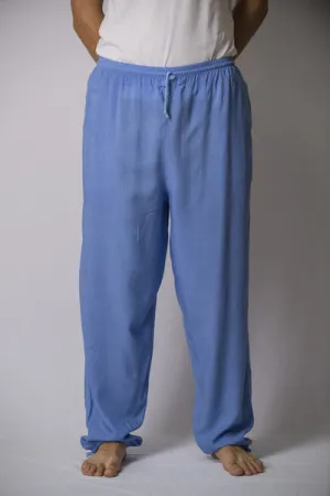 Unisex Solid Color Drawstring Pants in Blue