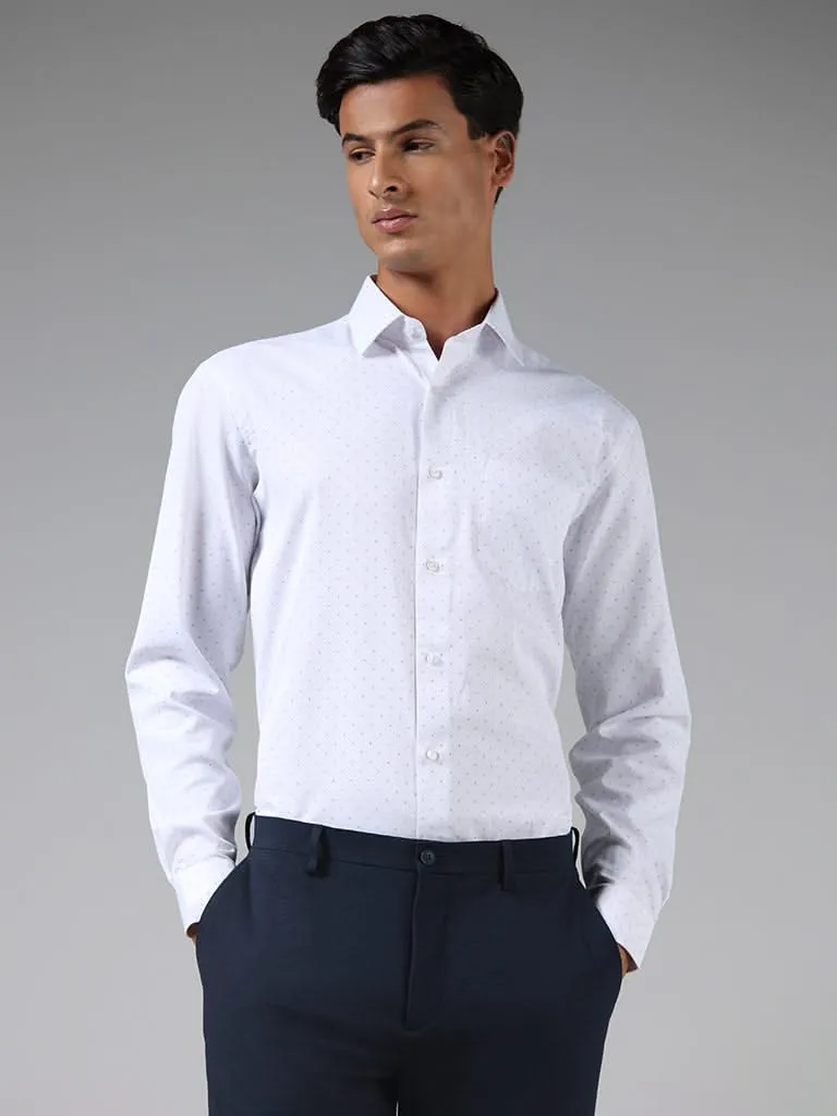 WES Formals White Dotted Relaxed Fit Shirt