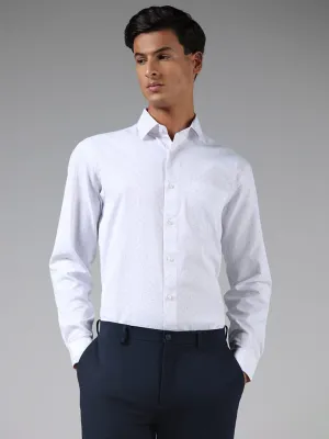 WES Formals White Dotted Relaxed Fit Shirt