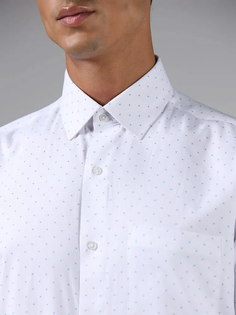 WES Formals White Dotted Relaxed Fit Shirt