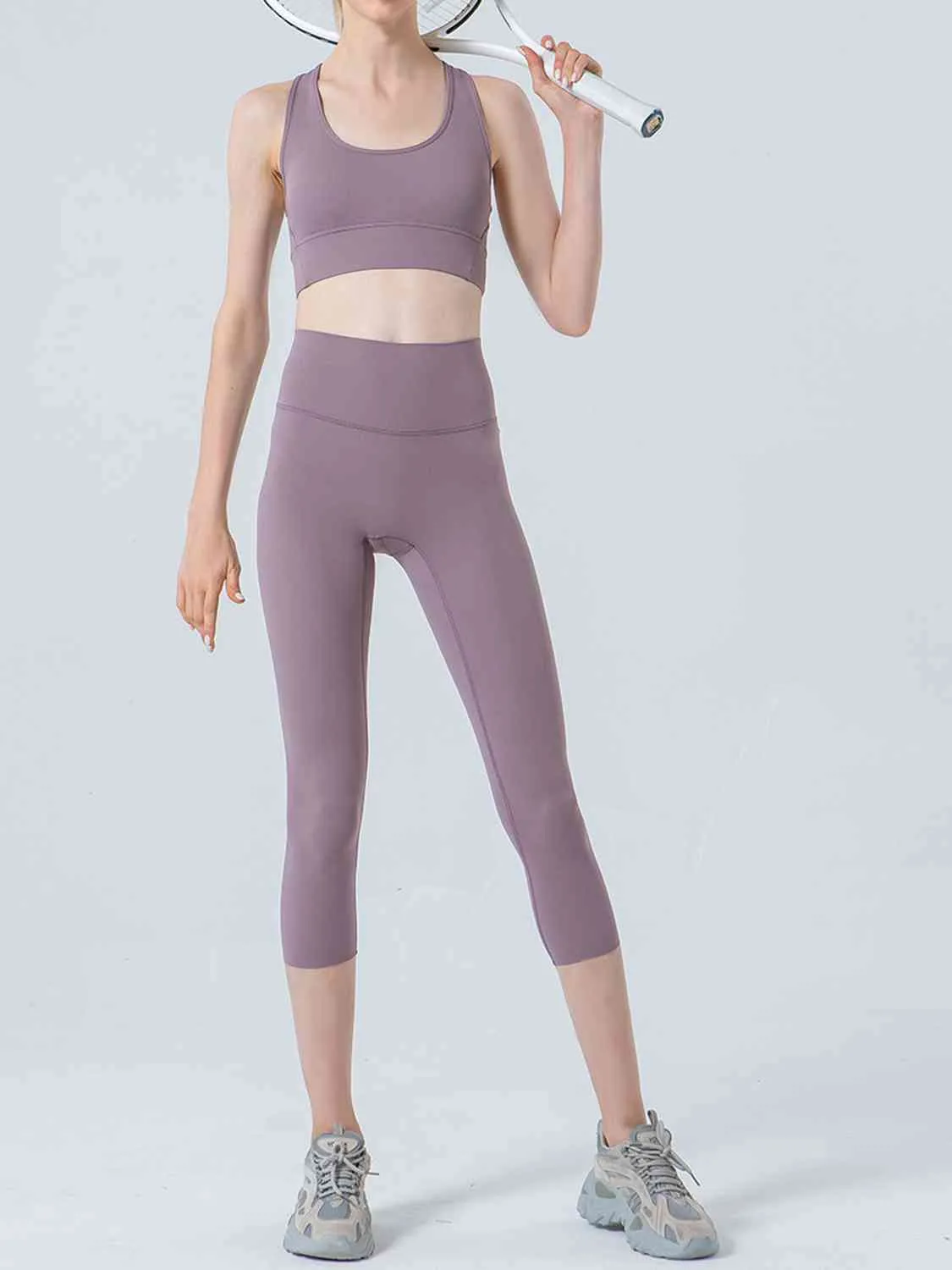 Wide Waistband Cropped Sports Leggings