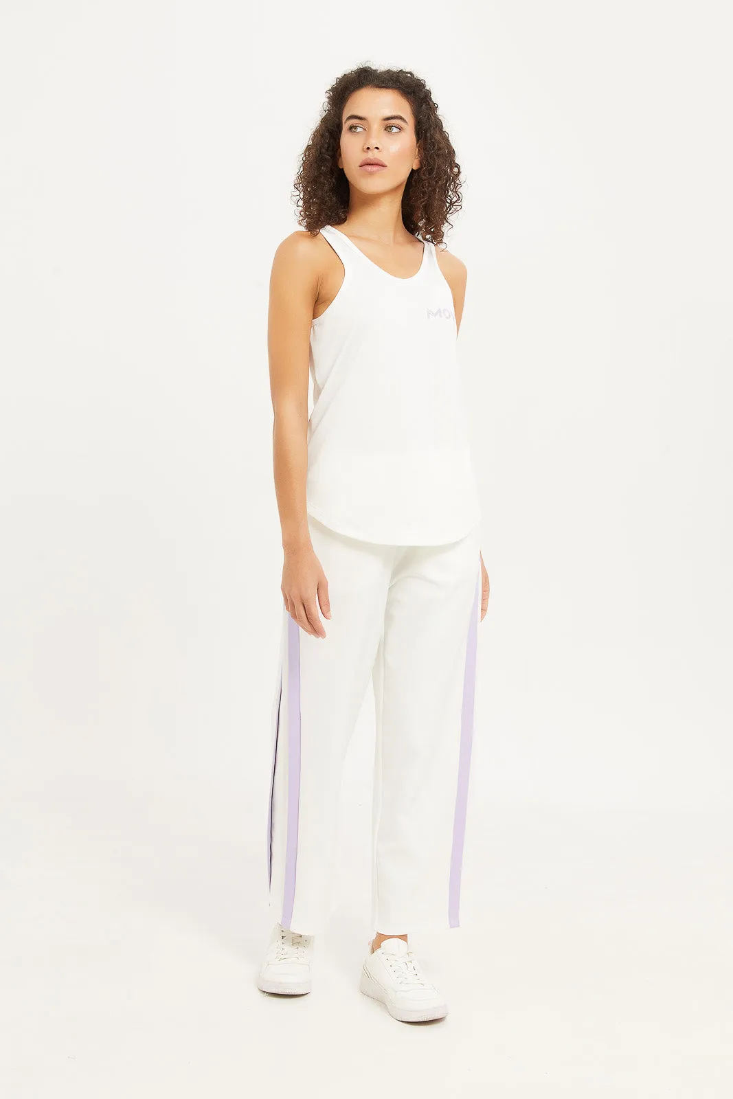 Women White Straight Fit Track Pant