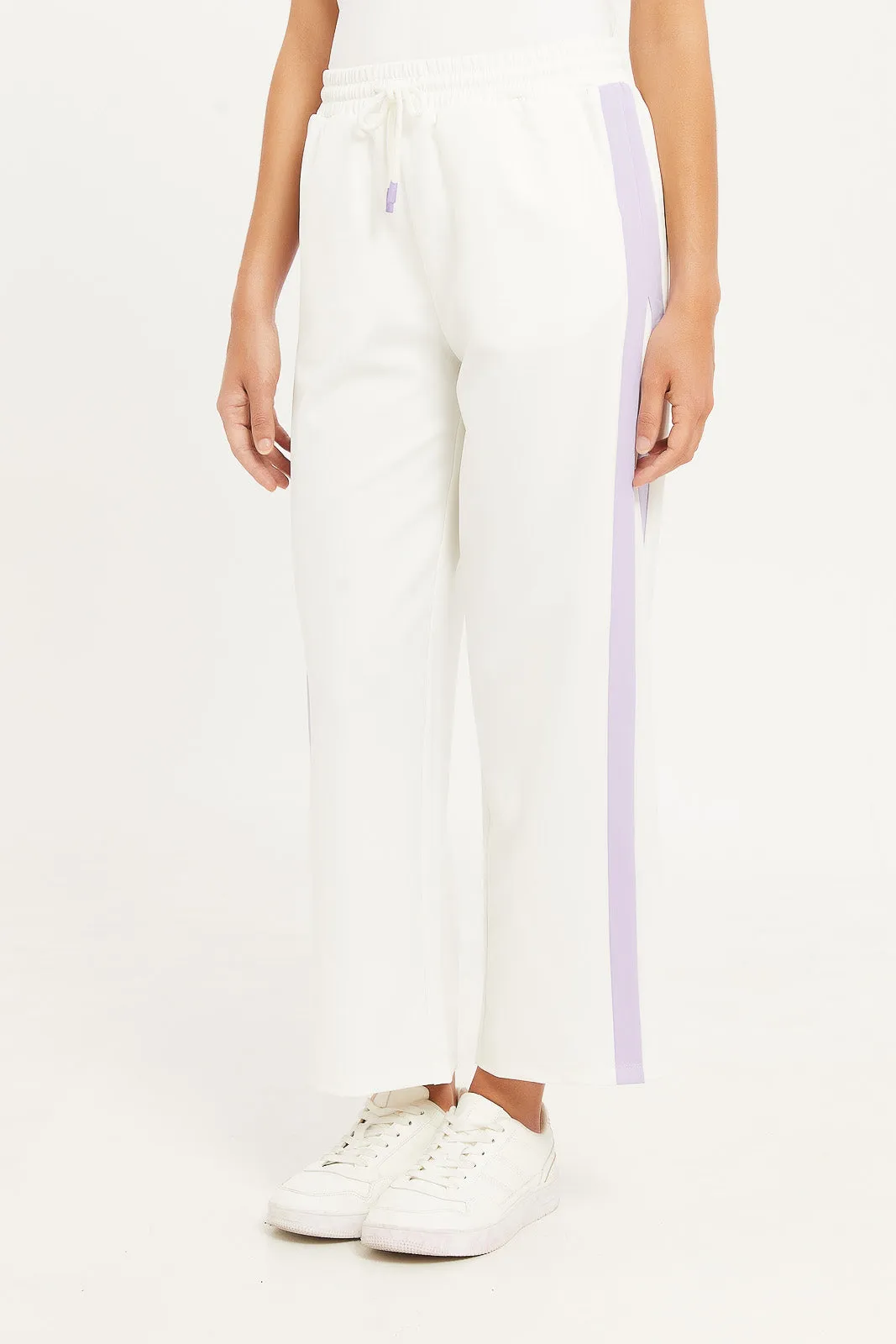 Women White Straight Fit Track Pant