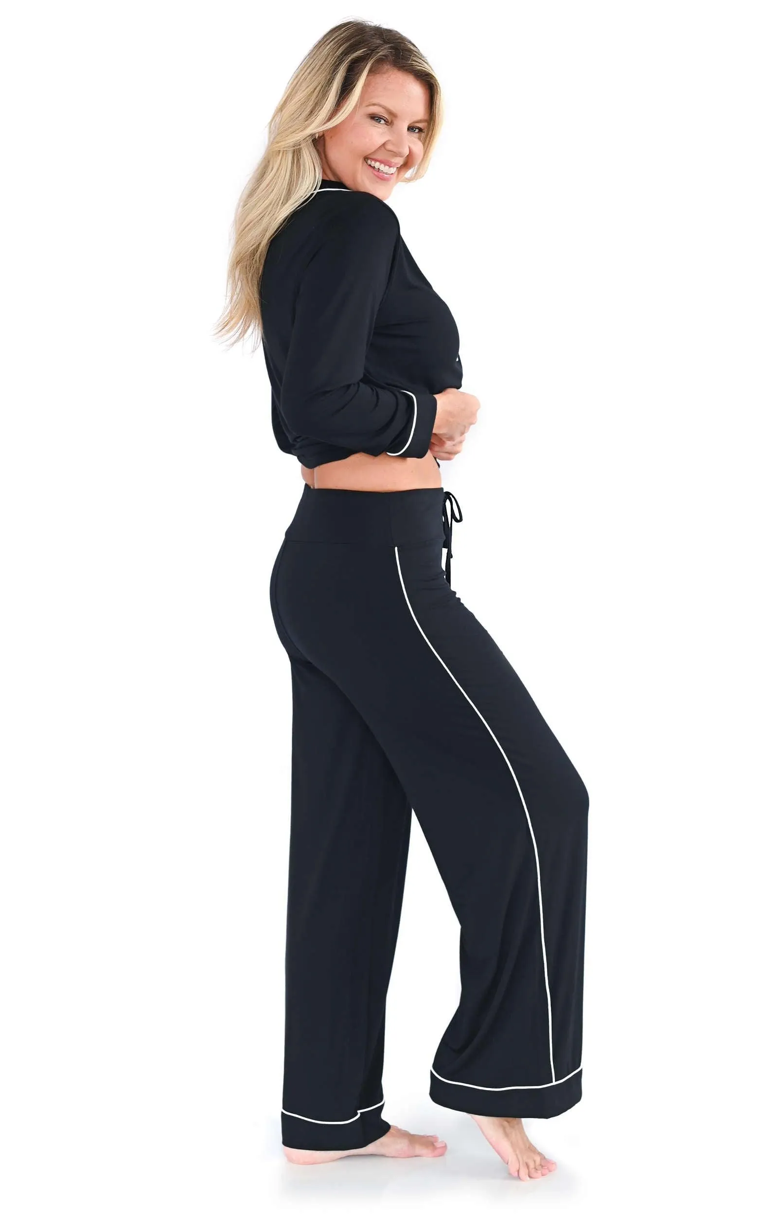 Women's Bamboo Pajamas Set - Long Sleeve Top and Pants