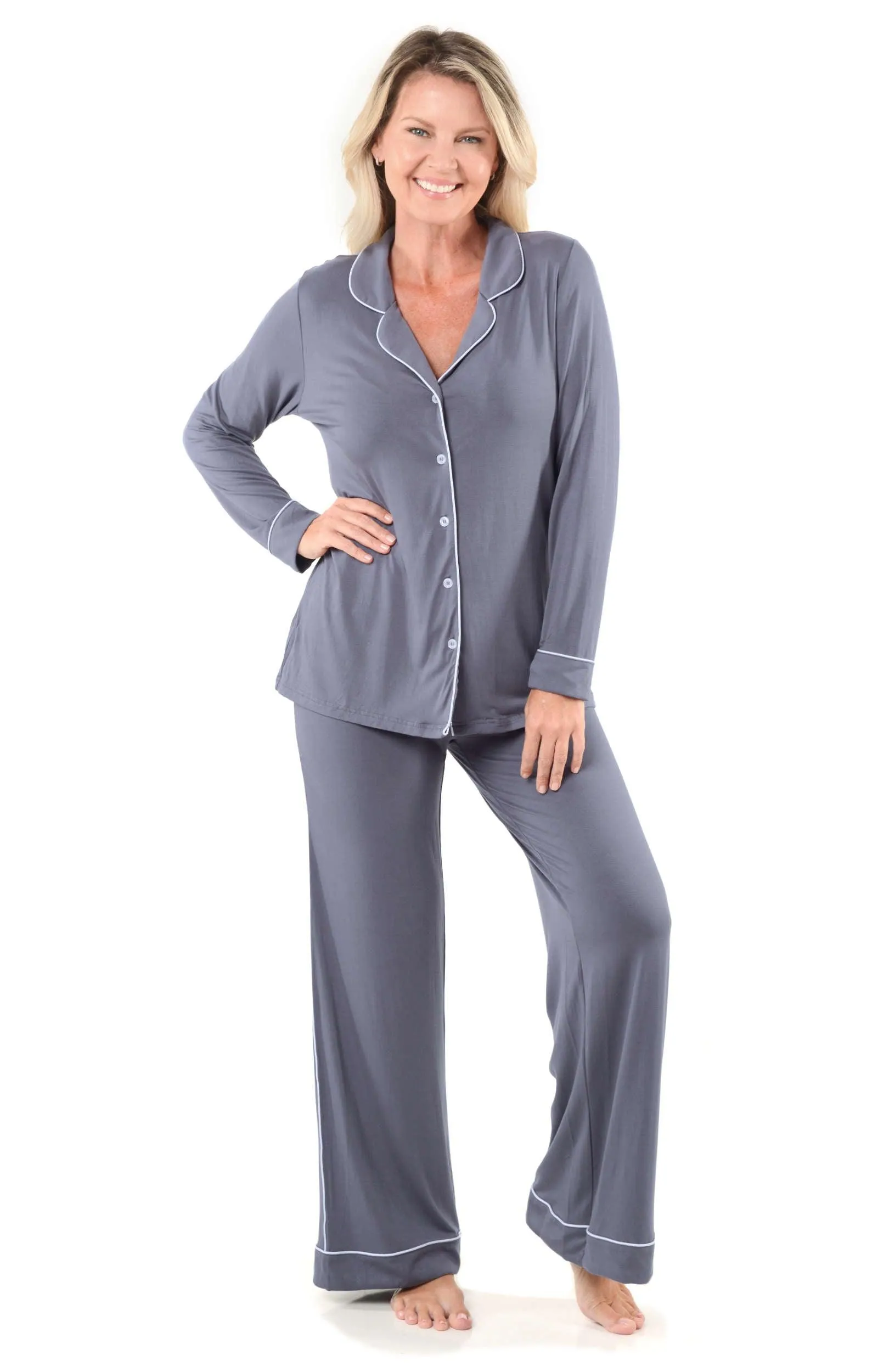 Women's Bamboo Pajamas Set - Long Sleeve Top and Pants