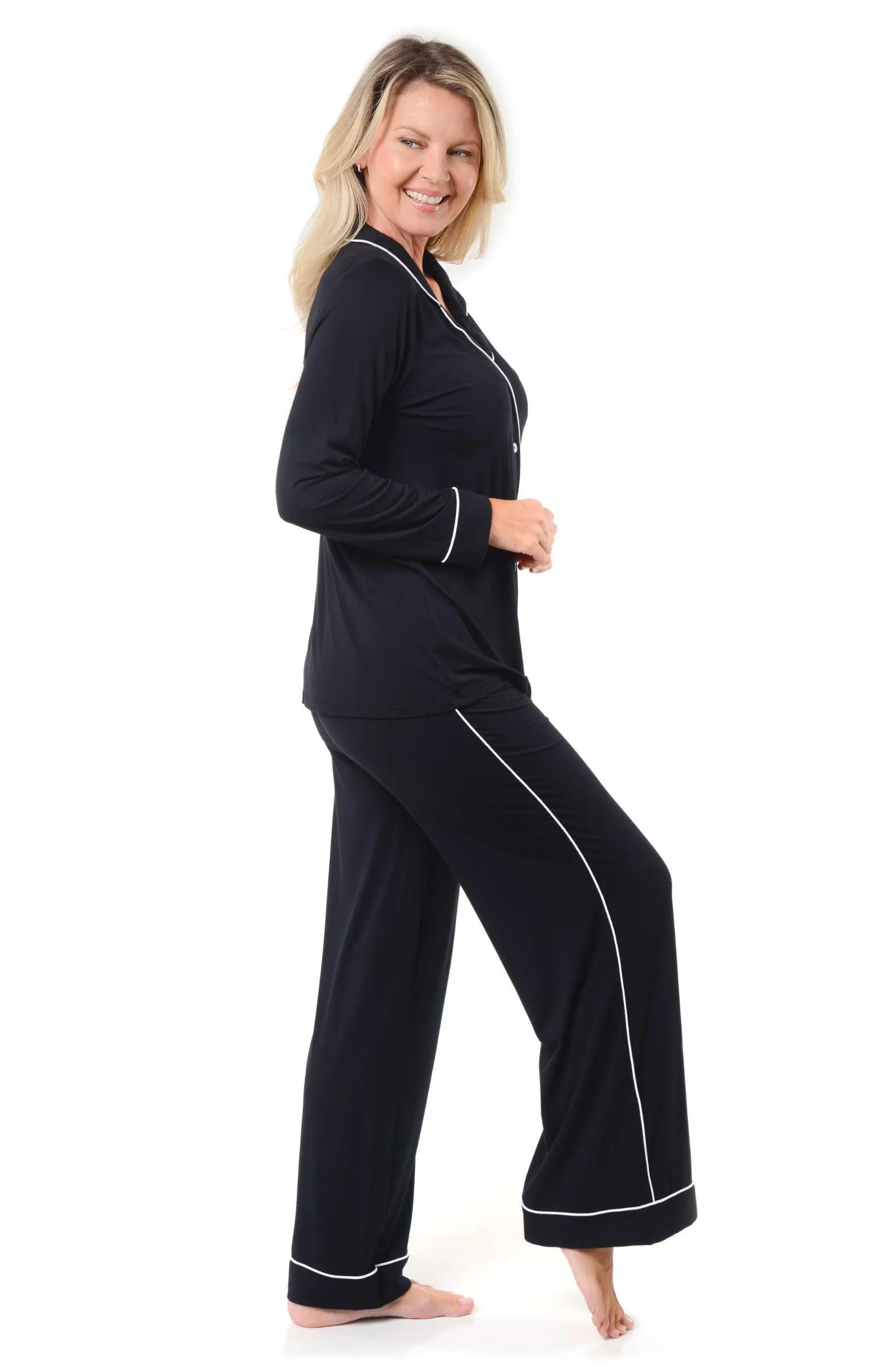 Women's Bamboo Pajamas Set - Long Sleeve Top and Pants