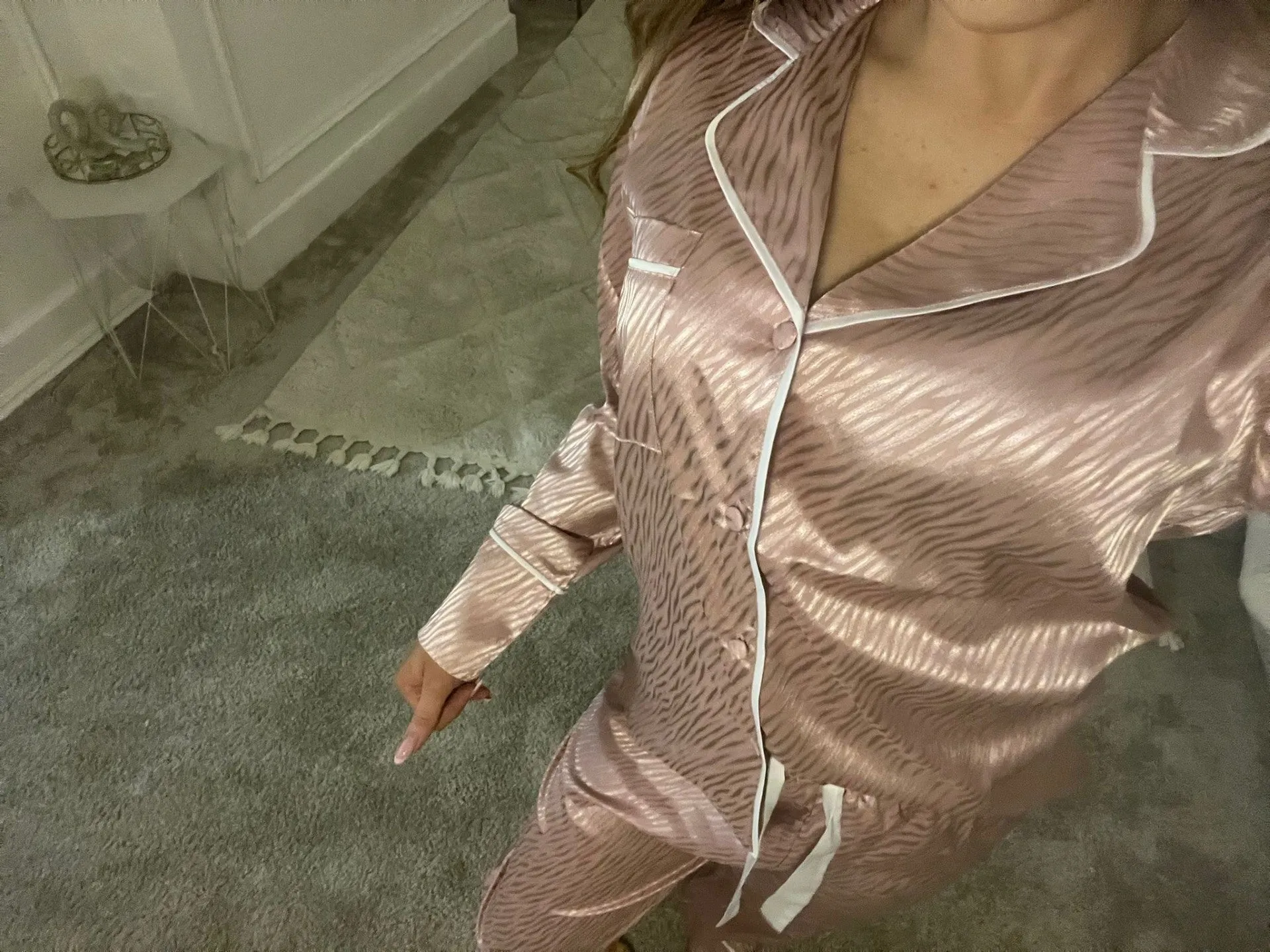 Women's Luxury Pink Zebra Print Satin Pyjamas