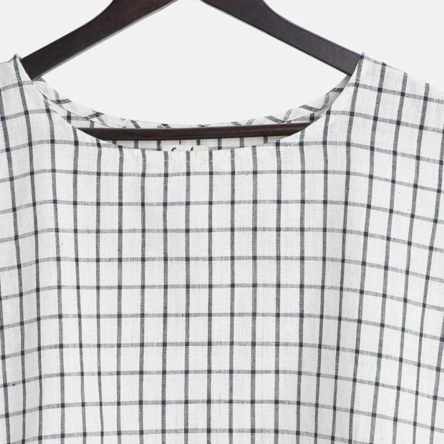 Women's Zen Box Cotton Top - Blue Checks